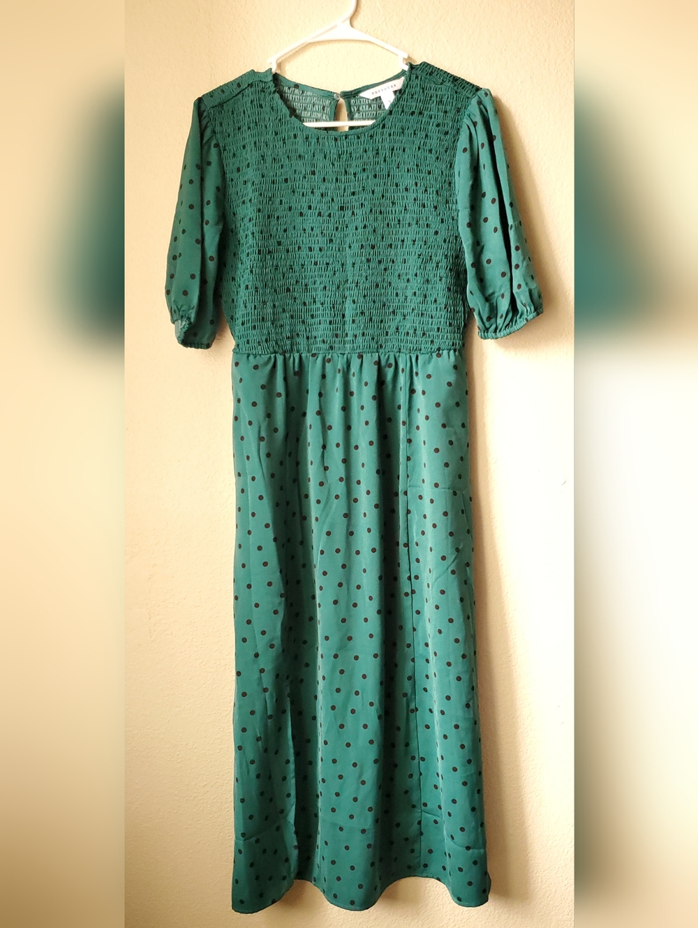 POPSUGAR Blue-Green Polka Dot Maxi Dress